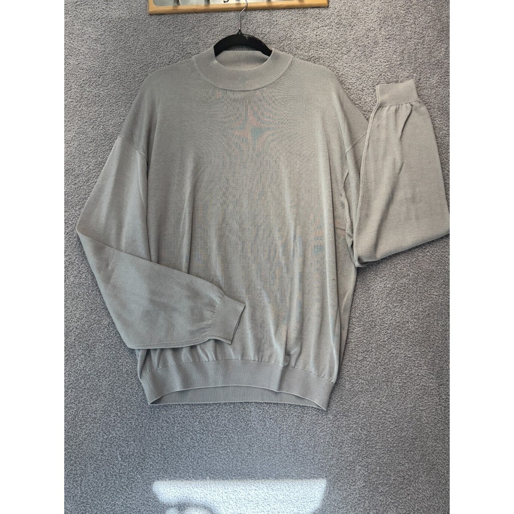 Pronto Uomo Gray Silk Cotton Knit Sweater XL Quiet Luxury Minimalist Y2K